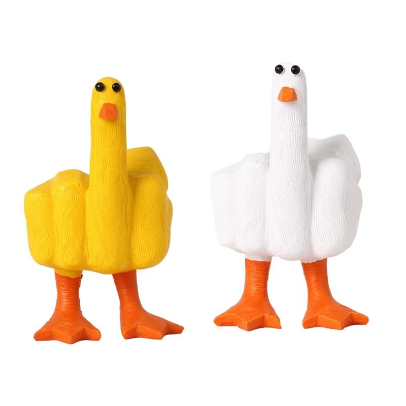 Vtipná socha kachny Střední prst Kachní sošky Stolní Dárek k nastěhování Kancelářské dekorace Vánoční dárek