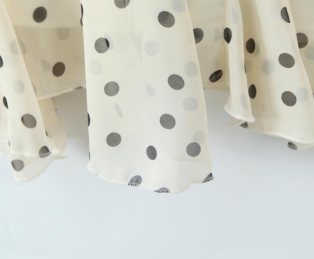 2025 Autumn/Winter European & American Ruffle Polka Dot Maxi Skirt for Women