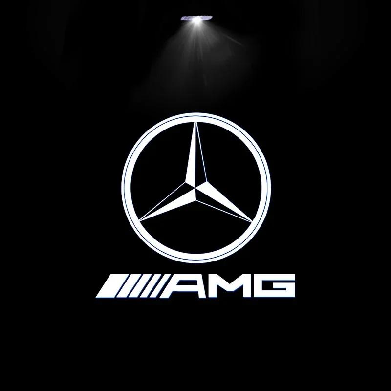 2pcs Car Door Welcome Light Led HD Projector Lamp Courtesy Lights For Mercedes Benz A C E Class GLE GLB GLC W205 W212 W213 X253