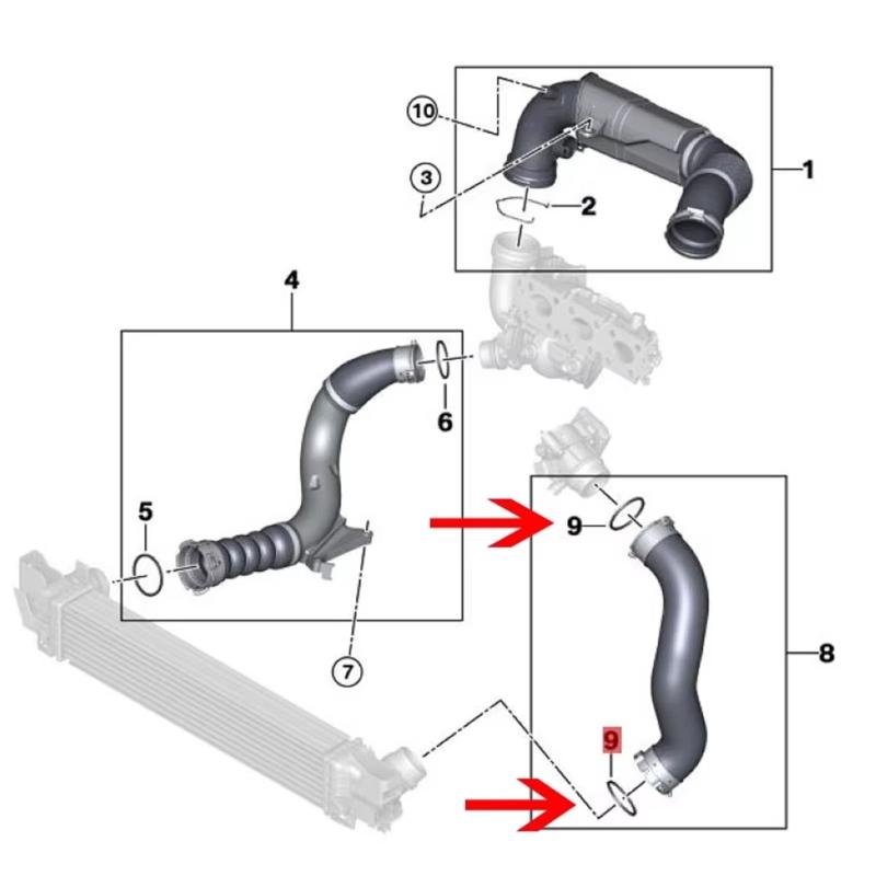 Hose Gasket Replacement Inercooler Hose Gasket Sealing for E81 E87 F20 11617801974 Automotive Accessory
