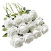 Party Simulation Solid Color Rose Artificial Simulation Plant Atmosphere Decoration Flowers  1set  ,12pcs