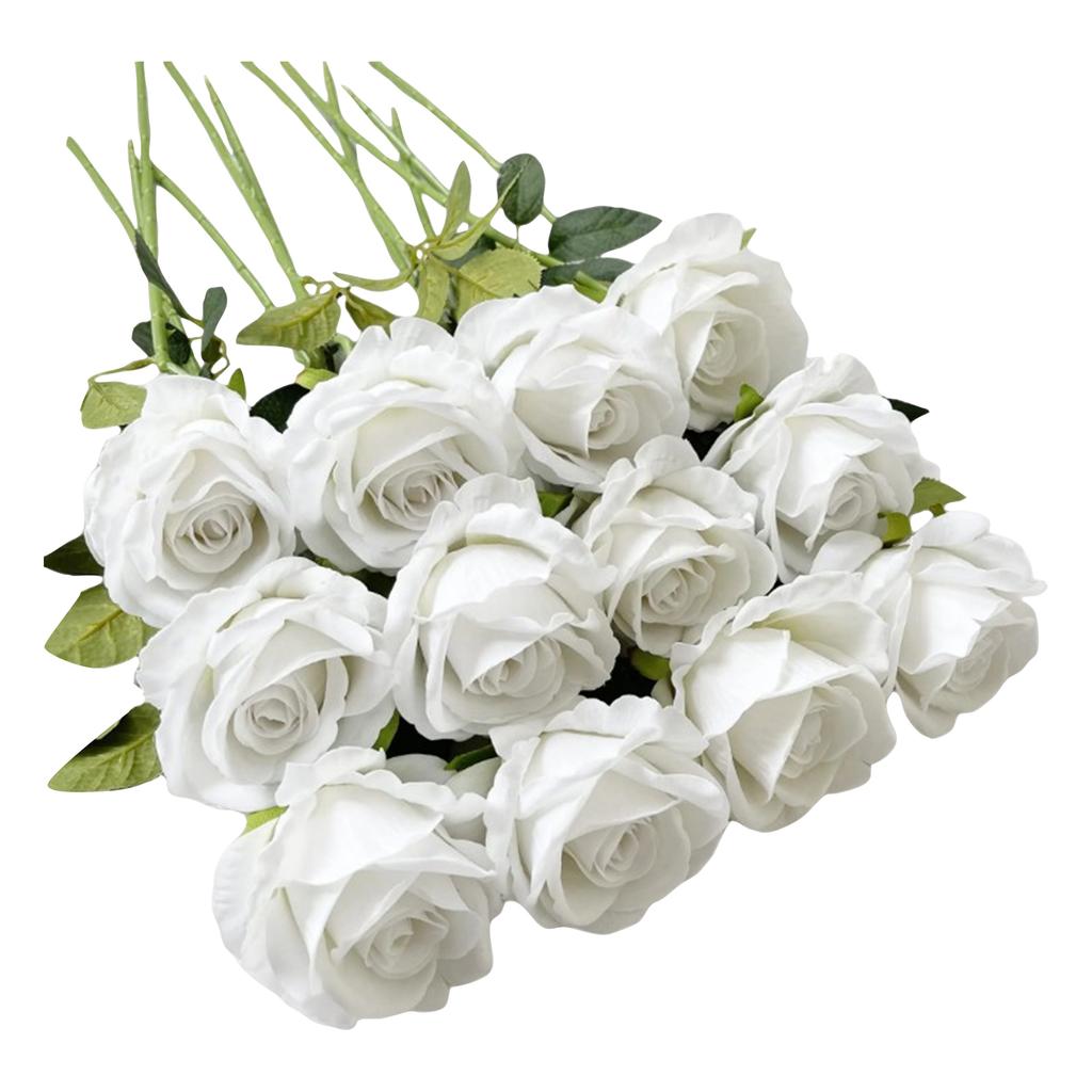 Party Simulation Solid Color Rose Artificial Simulation Plant Atmosphere Decoration Flowers  1set  ,12pcs
