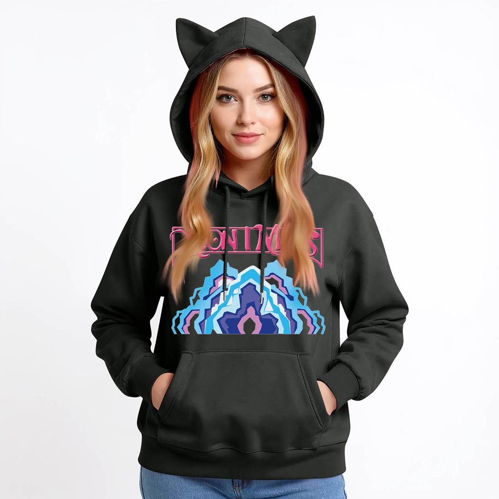 Ladies Fashion Casual Long Sleeve Printed Round Neck Hoodie Pullover Top With  Pockets