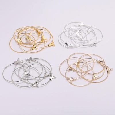 30pcs/lot 25 30 35 40 Gold Hanging Earrings Big Ear Rings Hoop Earrings Ear Wire For DIY Jewelry Making Material Supplies