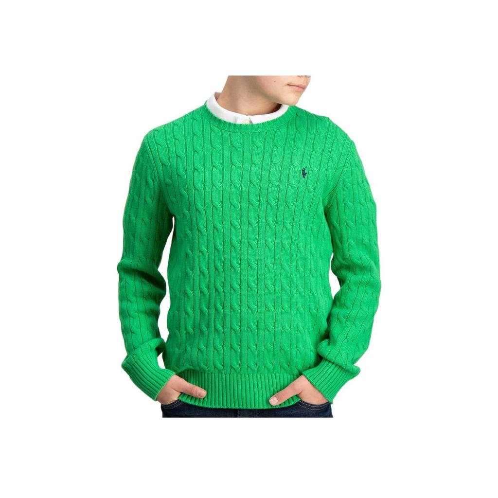 Polo Ralph Lauren Sweater Ss24 Solid Color Logo Embroidery Cable Knit Long Sleeve Kids sweater Green CWPOSWEY6820491-300