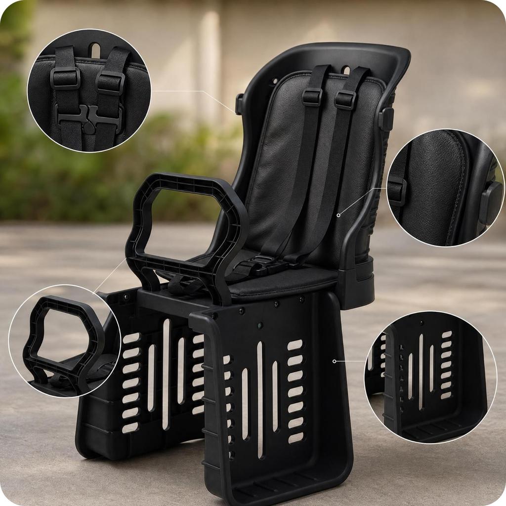 Rear Mounted RearMounted Bike Seat for Children ThreePoint Belt