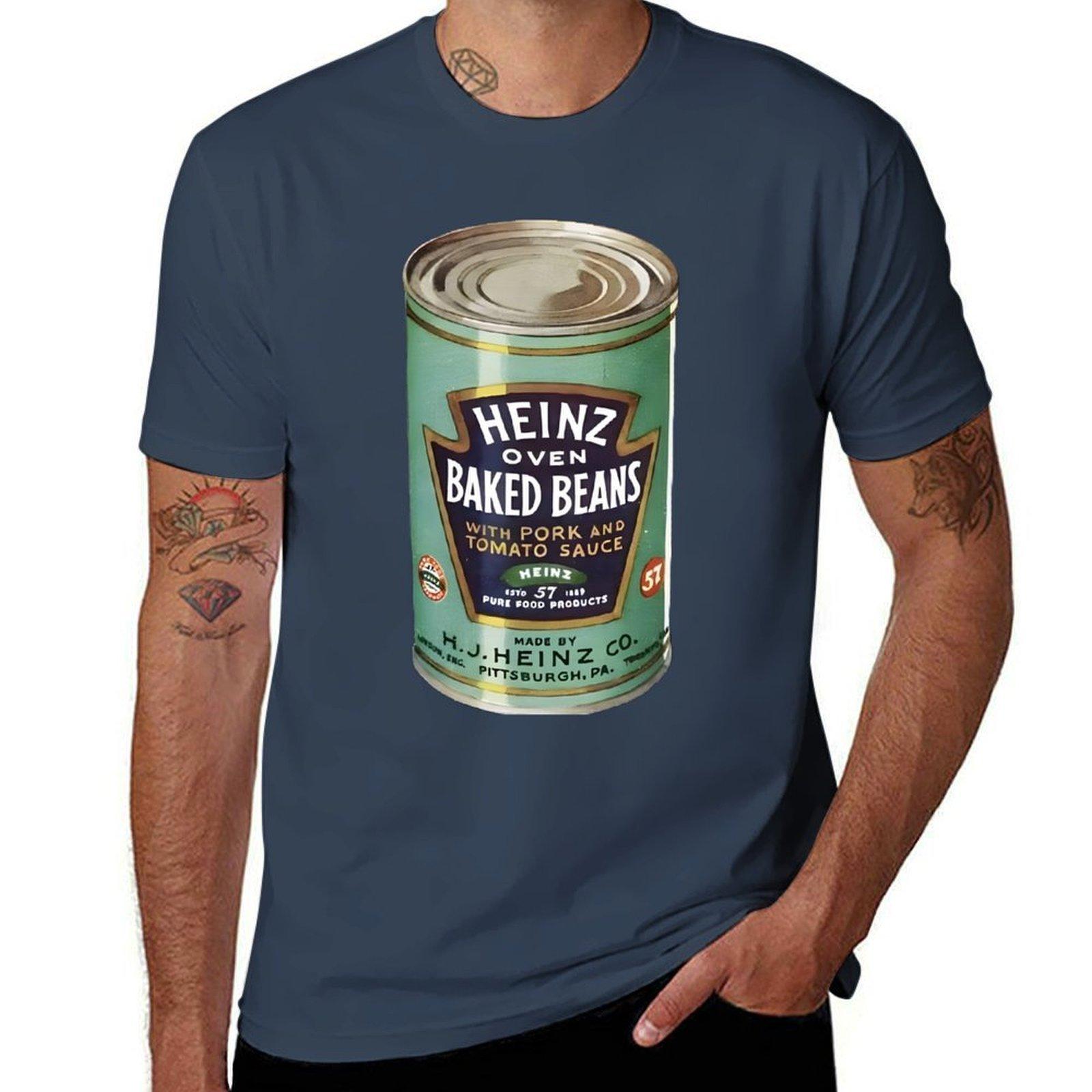 

Винтажная футболка с рекламой запеченных бобов Heinz, смешные футболки с черным юмором, мужские футболки, повседневная аниме-футболка, футболка S