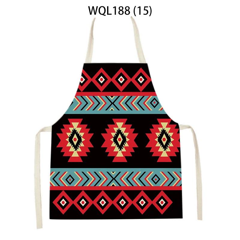 Retro Geometry Print Kitchen Apron for Woman Man Bohemia Linen Baking Aprons Adult Kids Cooking Apron Cleaning Tools Tablier
