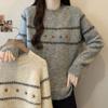Navava Soft Flower Embroidery Round Neck Long Sleeve Knit Sweater Nk3564