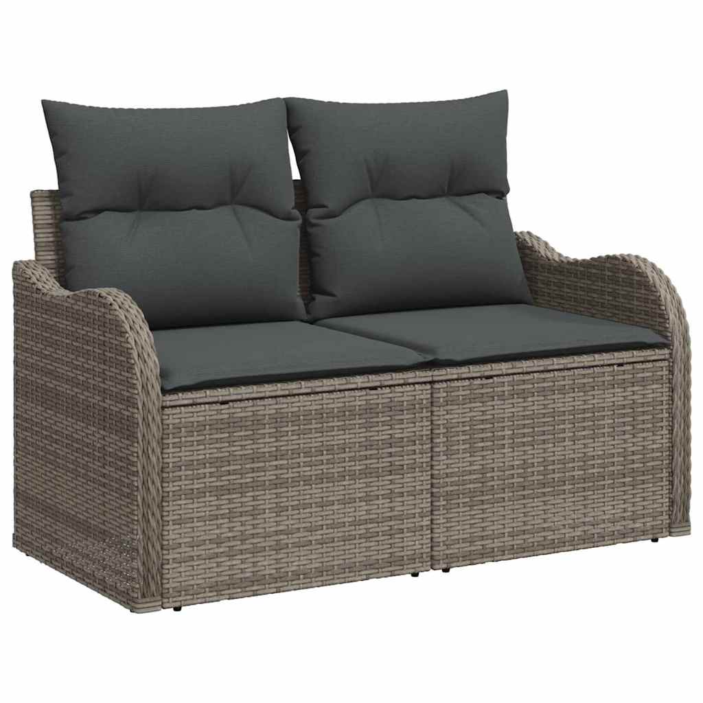 Garden Sofa Set with Storage 8 Pcs Grey Poly Rattan