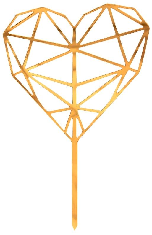 Diamond Heart Gold Cake Topper
