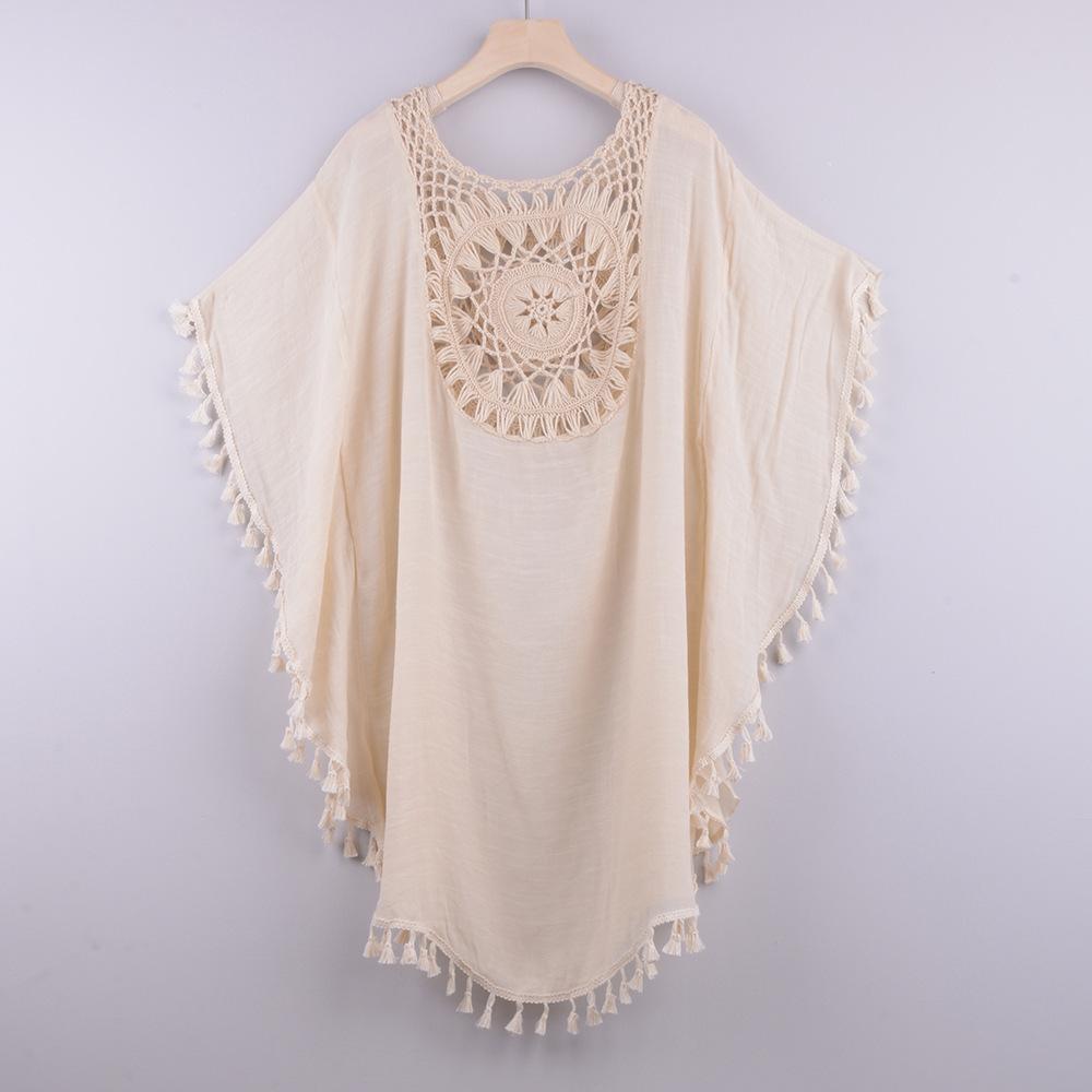 New Sexy Off Shoulder Hollowed Out Loose Fringe Bikini Style Beach Women's Dress