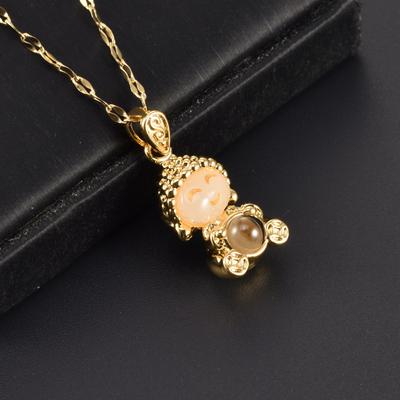 Pendant Xiaomeng Buddha Projection Necklace Female Cute Jade Face Gold Buddha Advanced Necklace Pendant