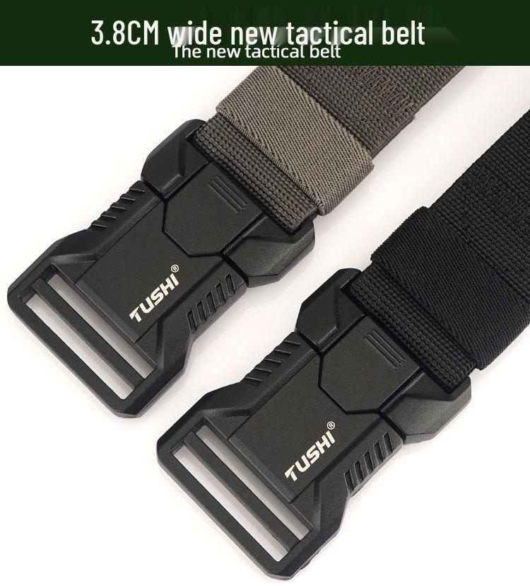Men's Tactical Quick Release Stretch Belt with Aluminum Buckle for Outdoor and Casual Wear