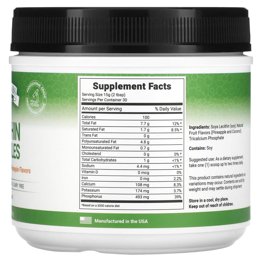 Lewis Labs Lecithin Granules, Natural Coconut and Pineapple, 16 Oz (454 G)