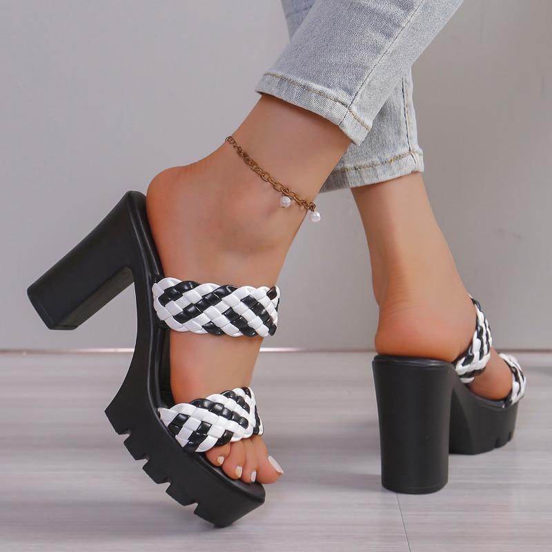 Fashion Women High Heels Slippers Platform Beach Dress Shoes Flip Flops 2024 Summer New Fashion Sandals Open Toe Slides Zapatos Mujer