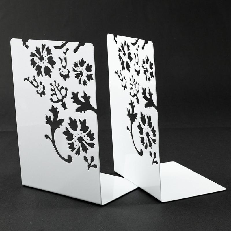 Metal Book End For Shelves 2Pcs Flower Bookends Heavy Duty Book End Book Stopper Slip Resistant Bookends for Desk Shelf