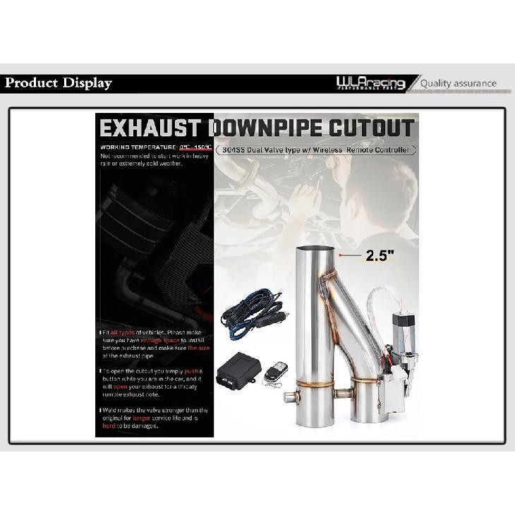 Universal Stainless Steel 304 2.0" 2.25" 2.5" 3" Dual-Valve Electric Exhaust Downpipe Cutout With Remote Wireless Accessories