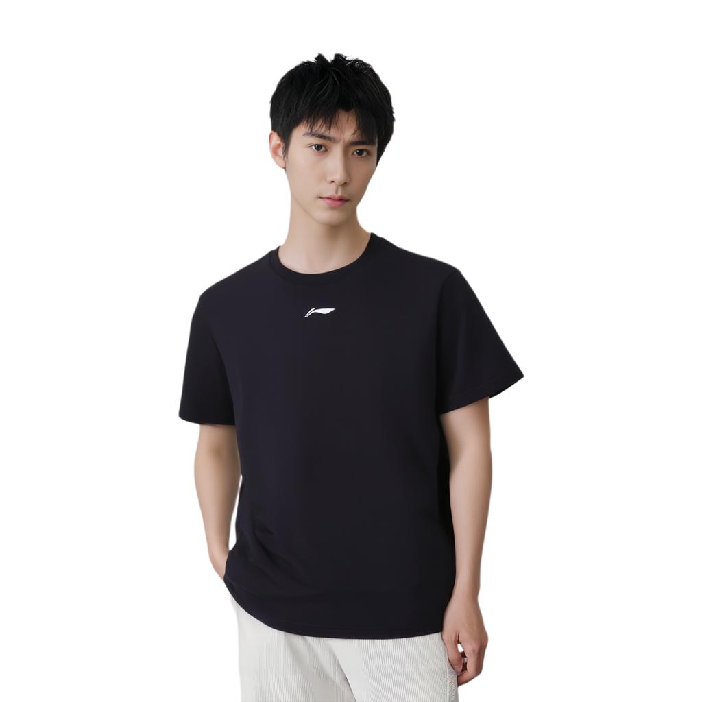 Li Ning Loose Comfortable Casual Round Neck Pullover T-Shirt Unisex Tops Black AHSVA51-1