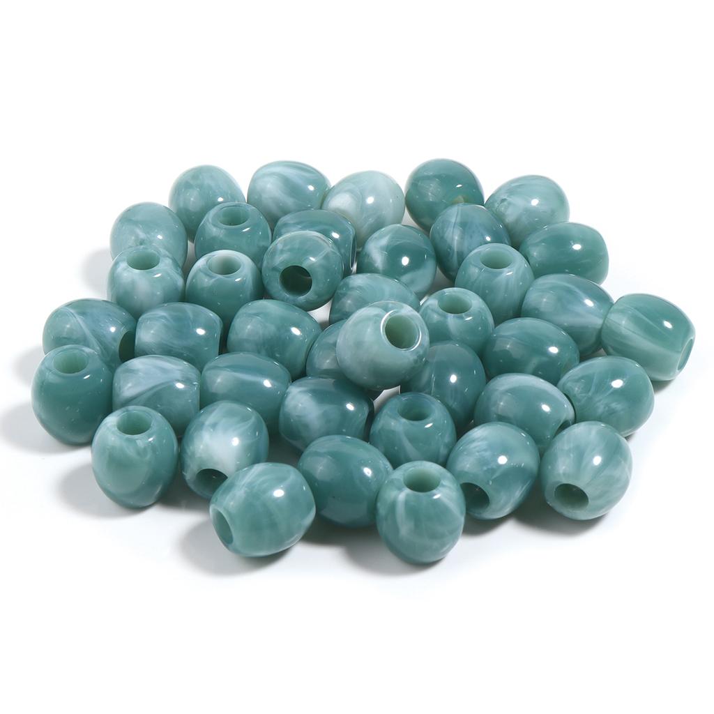 40pcs/lot Colored Barrel Shape Acrylic Beads Big Hole Loose Spaced Imitation Jade Beads For DIY Bracelet Bags Decor Accessories