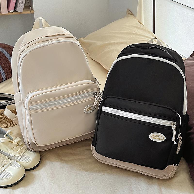 

Junior School Student Schoolbag Women s Large Capacity Color Contrast Backpack Lightweight Travel Backpack синій
