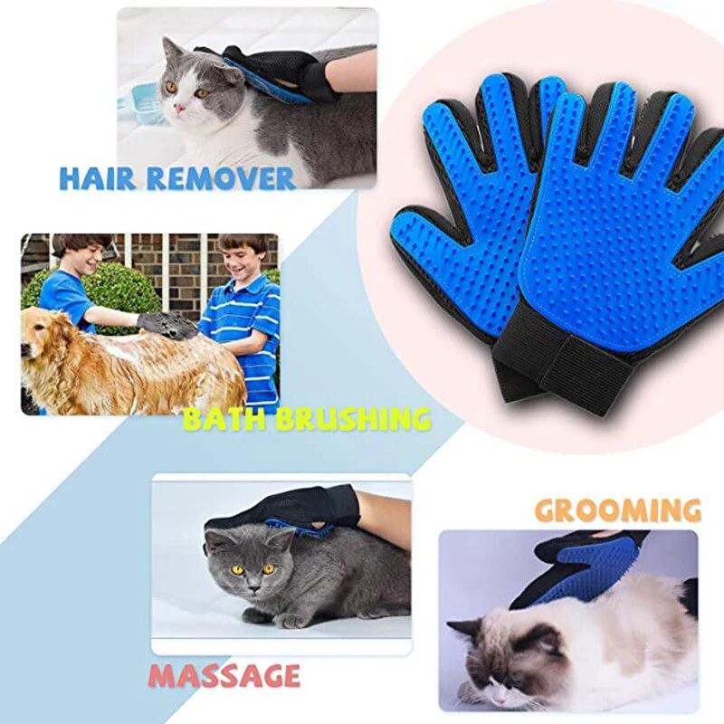2PCS Pet Grooming Glove Effective Massage for Dog Cat Hair Remove Gloves Dog Gentle Deshedding Cleaning Brush Cepillo Para Perro