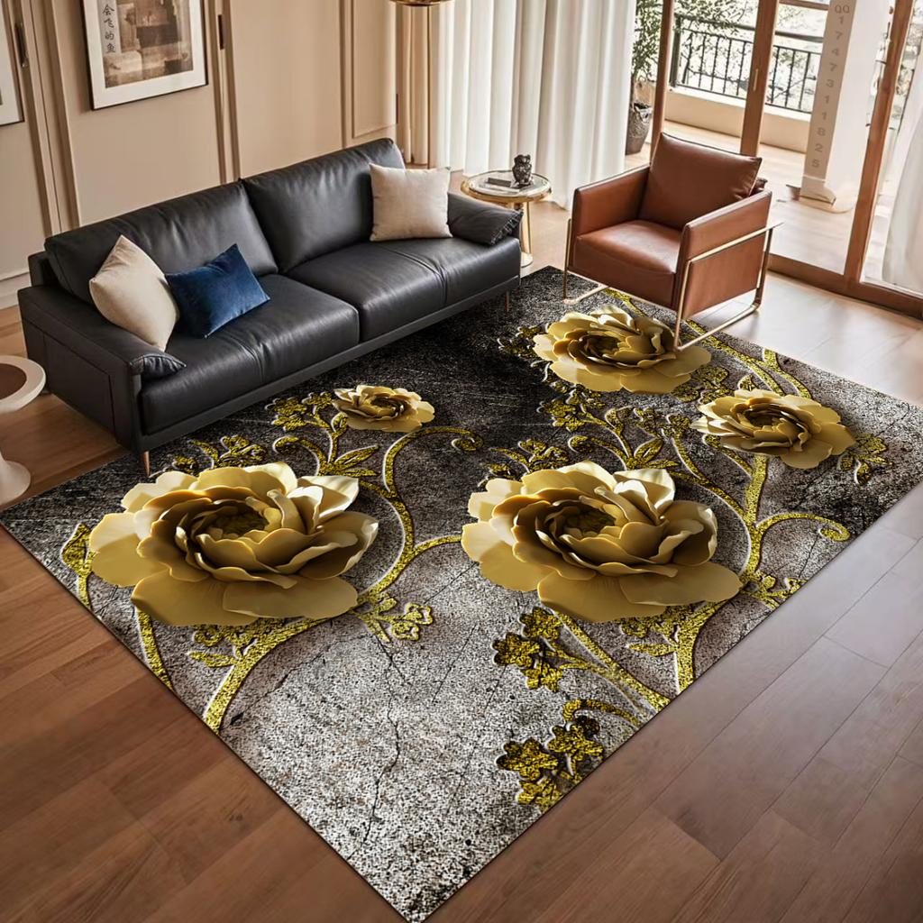 Modern Light Luxury Decoration Home Carpet Living Room Plant Pattern Non-slip Room Decor Rug Soft Easy Clean Entrance Door Mat