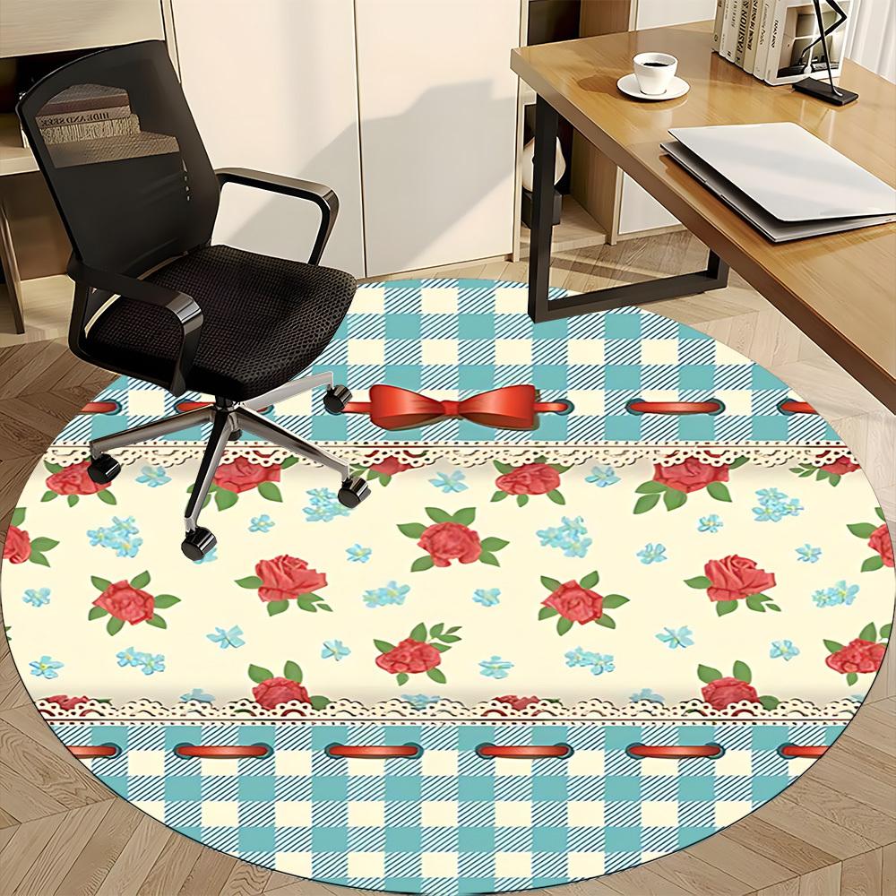 1pc Floral Basket Office Round Rug, Non-slip, Soft and Durable Office Rug for Interior Decoration, Perfect for Office, Beautiful Decoration yy26032406
