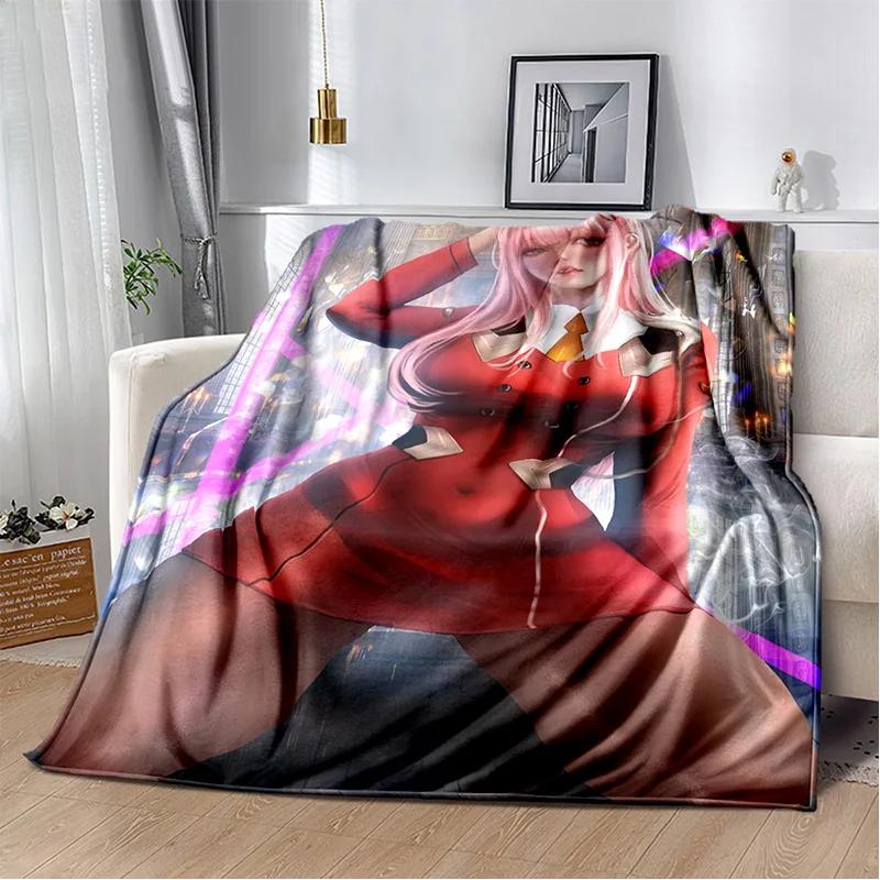 3D Sexy Girl Zero Two DARLING In FRANXX Soft Plush Blanket,Flannel Blanket Throw Blanket for Living Room Bedroom Bed Sofa Picnic