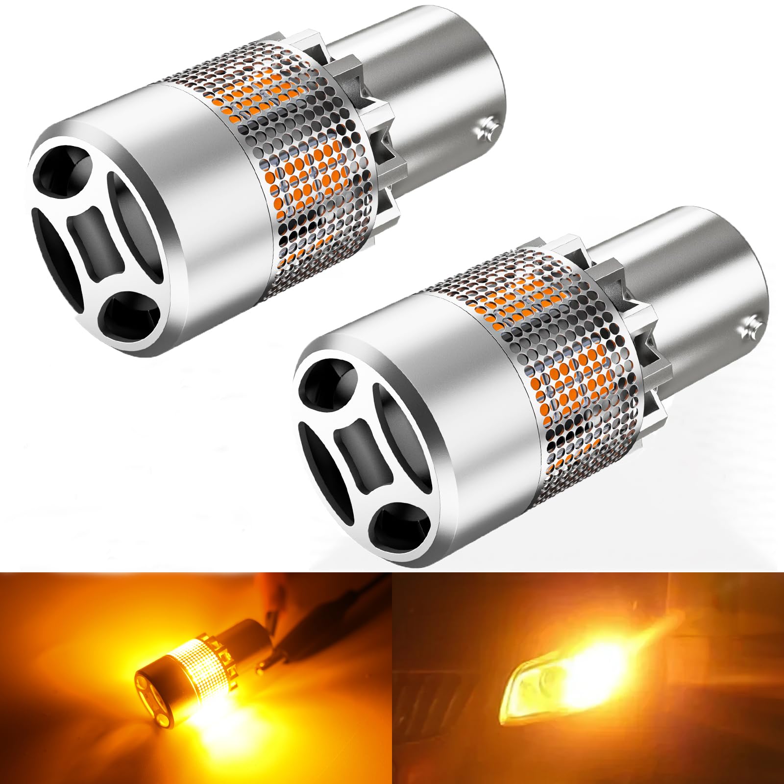 

BORDAN S25 LED Turn Signal, Pin Angle, 150°, Stealth Genuine Amber, High Fla Prevention, S25 150° LED помаранчевий