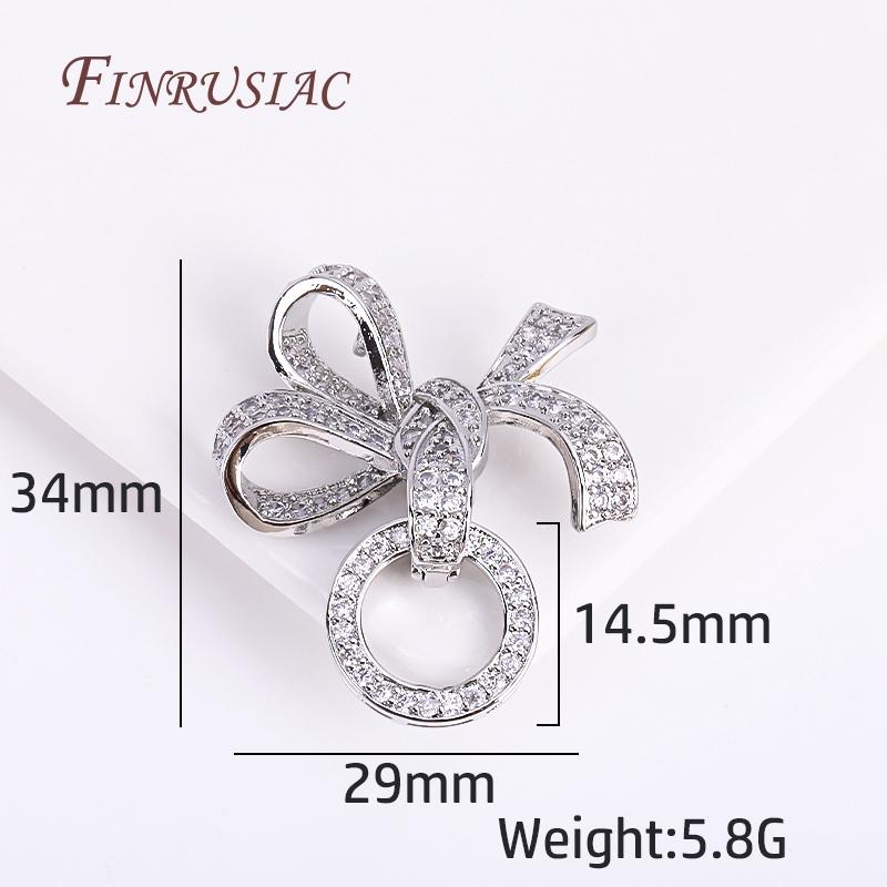 

DIY Pearl Jewelry Decoration Connector Clasps 18K Gold Plated Inlaid Zircon 3 rings Bowknot Butterfly Pearl Clasps Fasteners 1 Piece