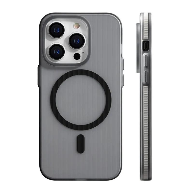Rillenmuster Für Magsafe Magnetisches Kabelloses Ladecase Für iPhone 16 15 14 13 12 Pro Max Plus Rutschfeste Harte PC Matt Hülle