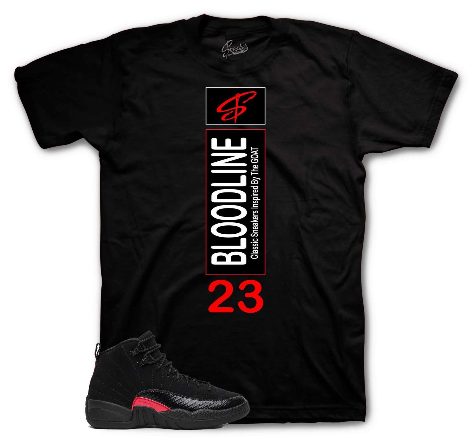 HEEL TAB Shirt Design To Match Retro 12 Bloodline Sneakers AJ12 Sneaker Tees S