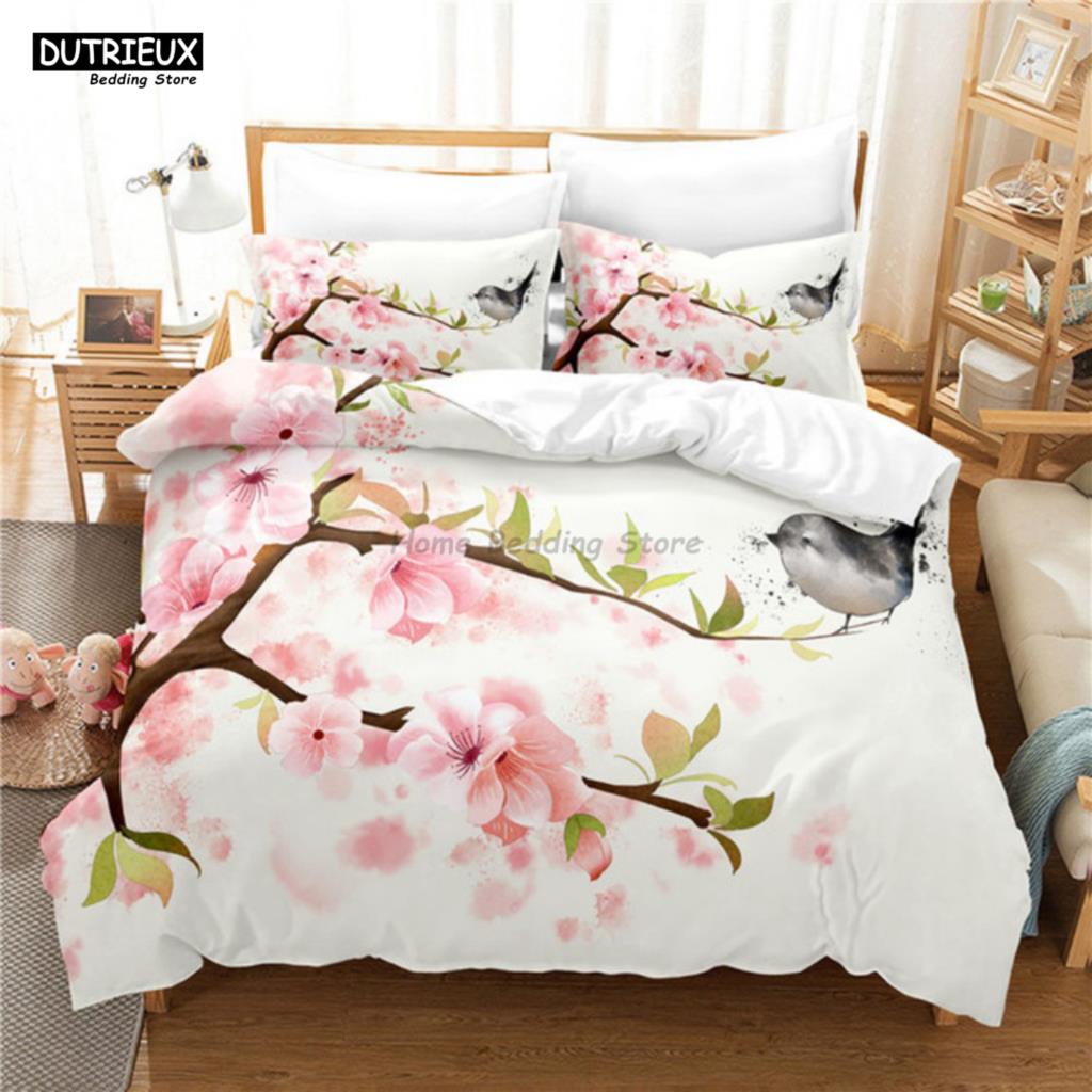 Comforter Branch Flowers Bedding Set 3D Digital Printing For Women Girls Single Queen Full Size Fashion Design