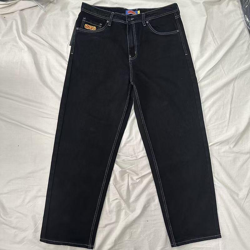 RogueWave Jeans Y2k Pants Black Jeans Wide Leg Men Retro Loose Fashion Trendy Pants Hip-Hop Streetwear Y2k American Street Casual Jeans