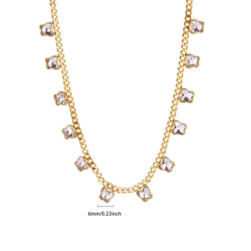 Hot-selling chain fringed butterfly zircon necklace women s light luxury high-end clavicle chain stainless steel jewelry