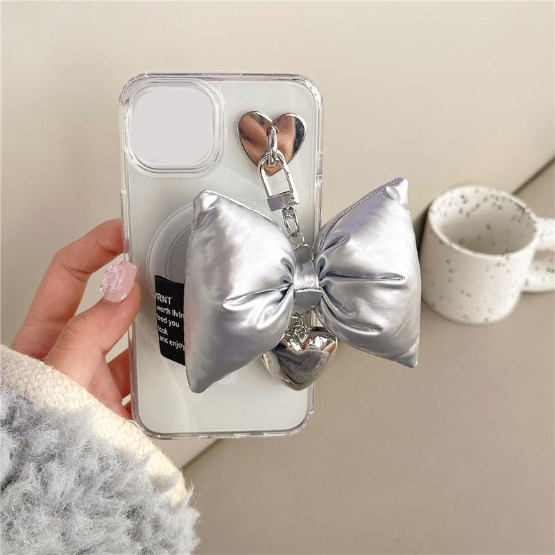 Y2K Silver Color Bowknot Keychain  Sweet Bow Keyring For Girls Backpack Pendant Bag Hanging Decoration Gifts