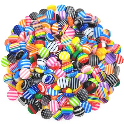 10 stuks 8mm Ronde Gestreepte Hars Patch Kralen Zonder Gaten Sieraden Accessoires Nationale Vlag Kunst Decor Materialen Decoratieve Patch DIY Knutsell Benodigdheden