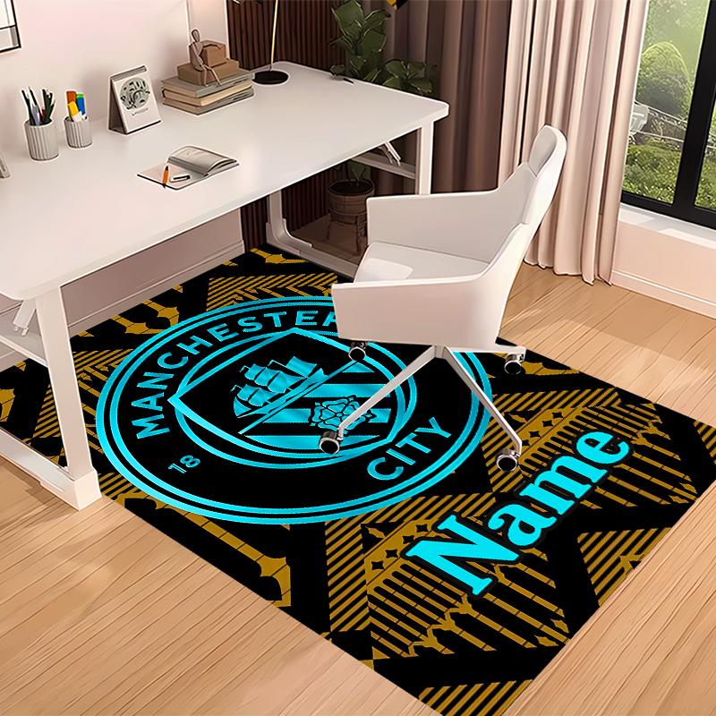 Op maat gemaakte Manchester City F.C. Print Vloerkleed - Zacht, Wasbaar Antislip Binnentapijt, Woonkamer, Huis & Kantoor Decoratief Tapijt