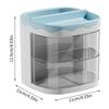 Practical Multi-Functional Desk Organizer Pen Holder Double Layers Rotating Pencils Storage Rack Student Cosmetics Storage Shelf