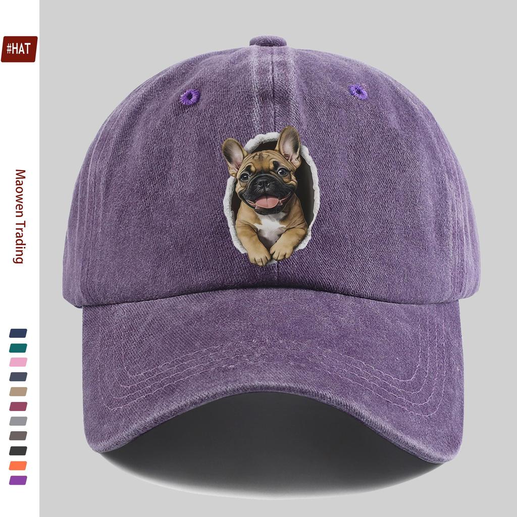Pc Fashion Puppy Wall Hole Print Baseball Cap Casual Design Decor Hat for Pet Lovers Comfortable Lightweight Sun Hat with Adj