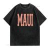 Vintage Distressed Maui Bold Letter Print Casual Streetwear T Shirt vintage Washed Stylish designer clothes Versatile