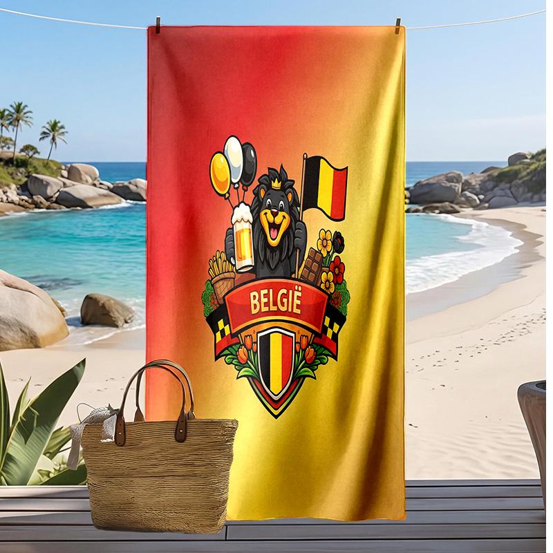 Belgien Fußball Druck Strandtuch Schnelltrocknend Super Saugfähig Weich Badetuch zum Schwimmen Strand Reisen Fan Souvenir Geschenk