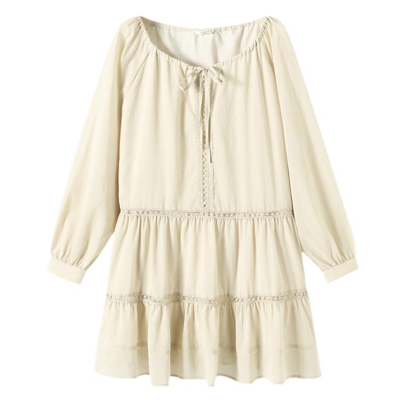 TonLion Women's Lace Panel A-Line Dress