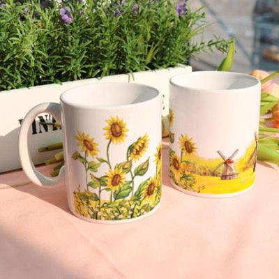 tk282-Design Mug 2p-Sunflower Field with Windmill View