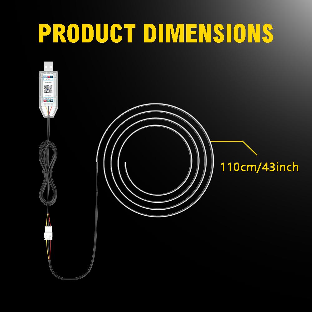 Car LED Ambient Light Interior Acrylic Strips 110cm Full Colors RGB Car Interior Hidden USB App Remote Control Atmosphere Lamp