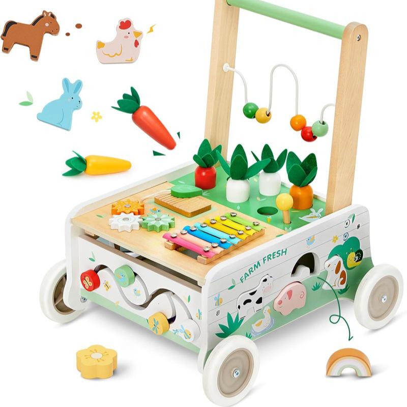 3-in-1 Wooden Baby Walker Stroller and Push Toy for First Steps - Ideal First Birthday Gift