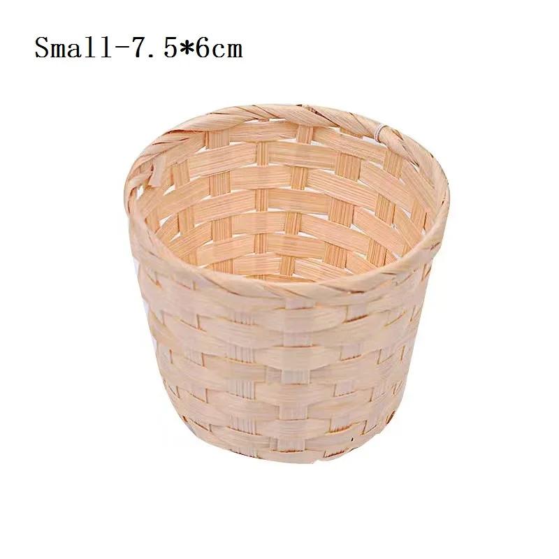 New Hand-woven Bamboo Storage Baskets Mini Weaving Storage Baskets Fabric Flower Basket Fruit Rattan Cosmetics Tea Picnic Organi As shows 759₽
