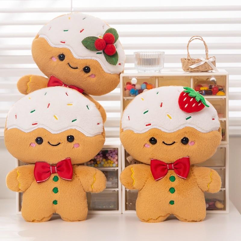 Adorable Gingerbread Man Plush Toy Cozy Cushion Soft Gift For Christmas Decoration