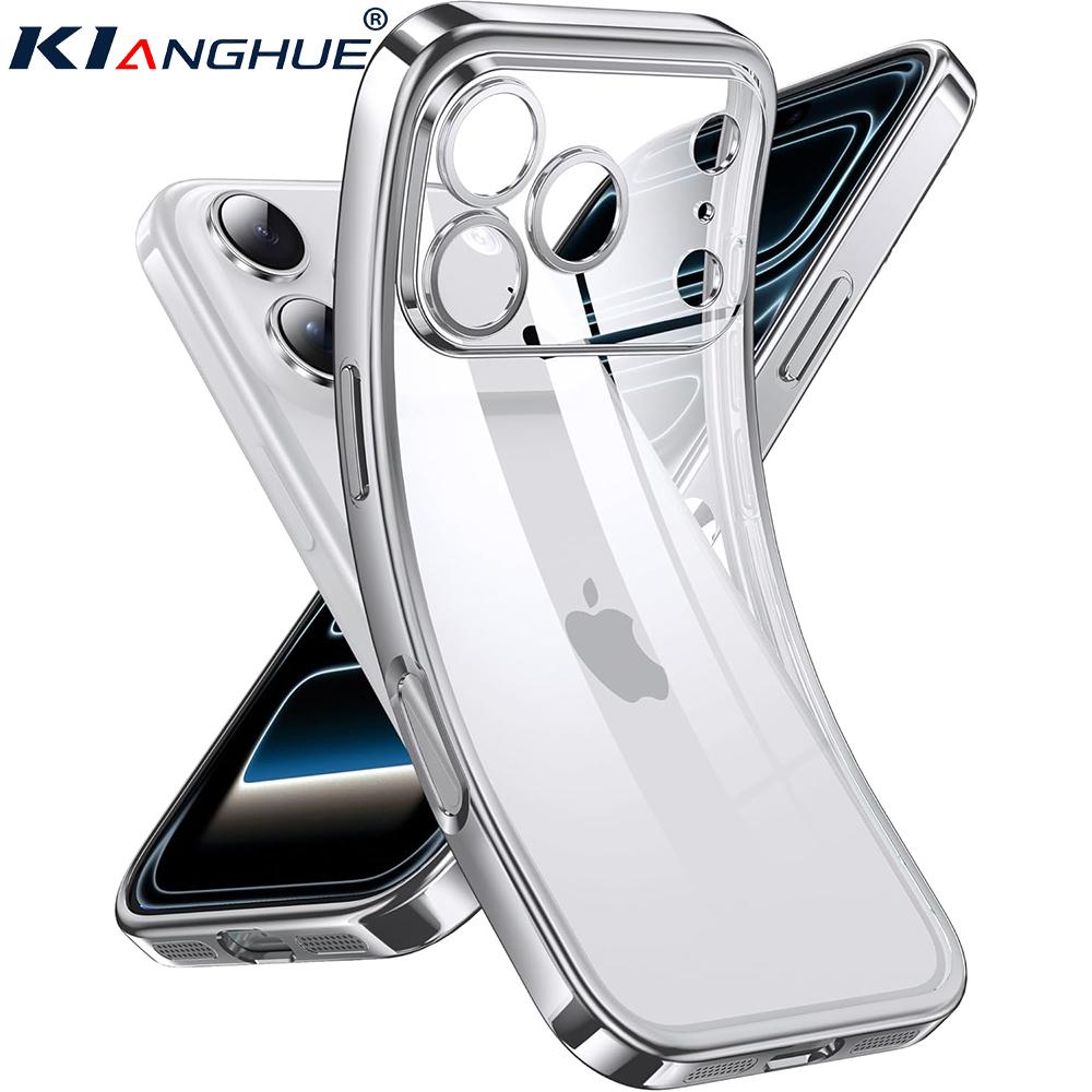 Luxury Glitter Plating Soft Case For iPhone 17 Air 16 16E 15 14 13 Pro Max Plus Silicone Transparent Cover Shockproof TPU Shell